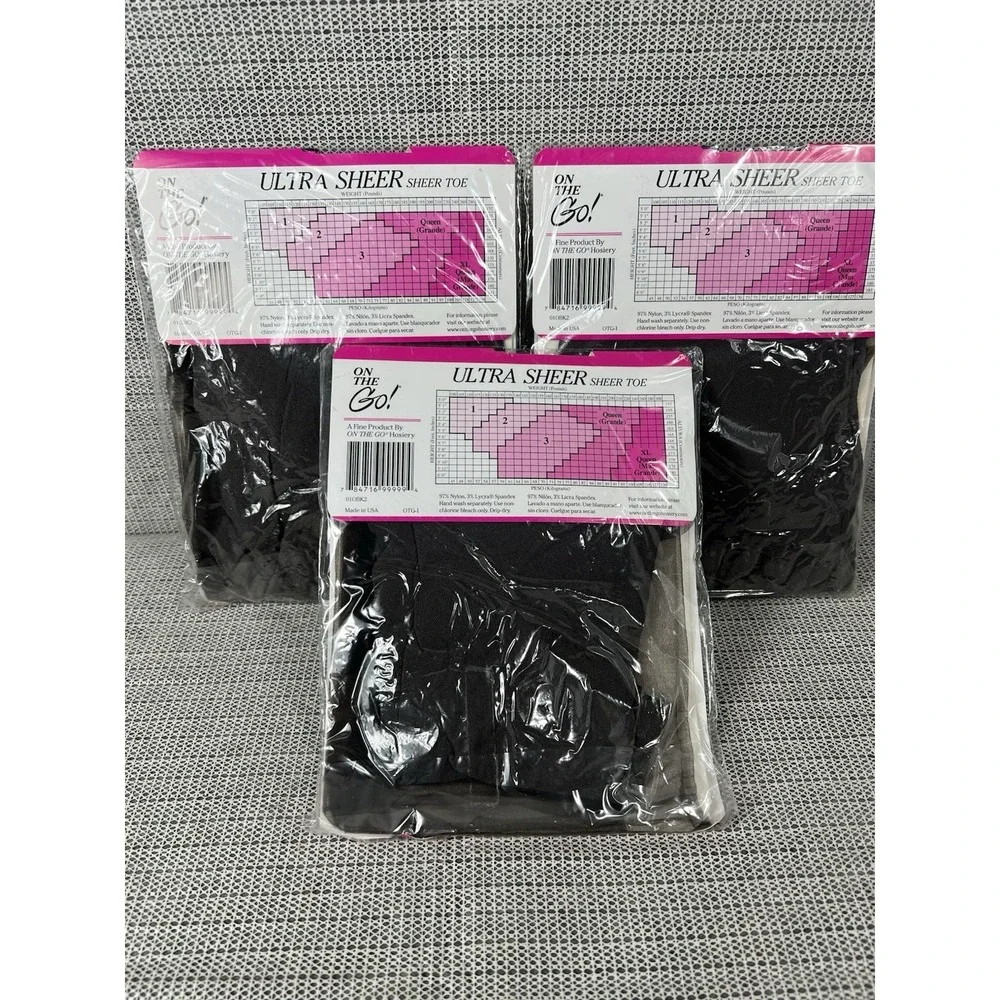 On The‎ Go! (3 Pack) Size 2 OFF BLACK ULTRA SHEER sheer Toe